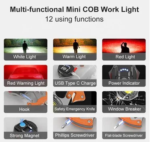 Фонарь Multifunctional W5143-COB White+Red+Yellow 107760 фото