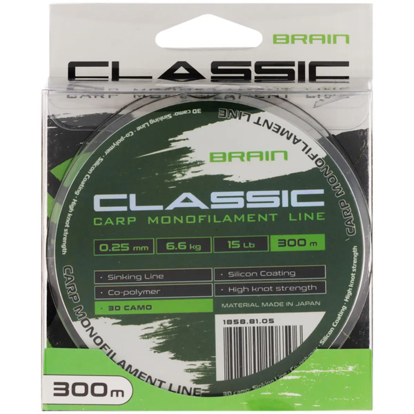 Волосінь Brain Classic Carp Line (3D camo) 300m 0.25mm 15lb 6.6kg 111976 фото