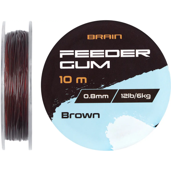 Амортизуюча гума Brain F-Gum 0.8mm 12lb/6kg 10m Brown 113081 фото Амортизуюча гума Brain F-Gum 0.8mm 12lb/6kg 10m Brown 113081 фото