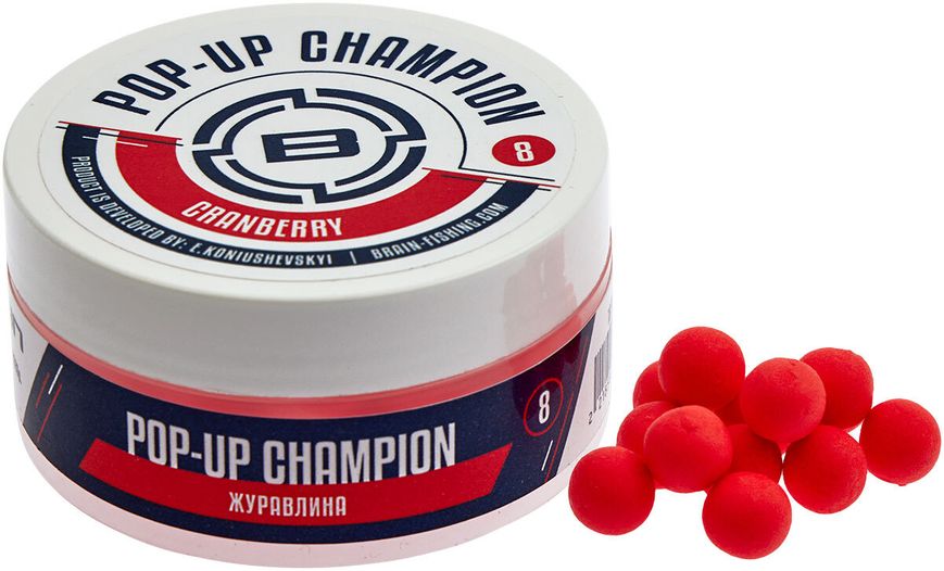 Бойлы Brain Champion Pop-Up Сranberry (клюква) 8mm 34g 76377 фото