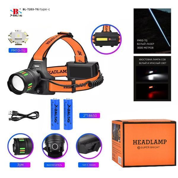Ліхтар налобний NIGHT VISION FLUORESCENCE BL-T203-TG+COB 105758 фото