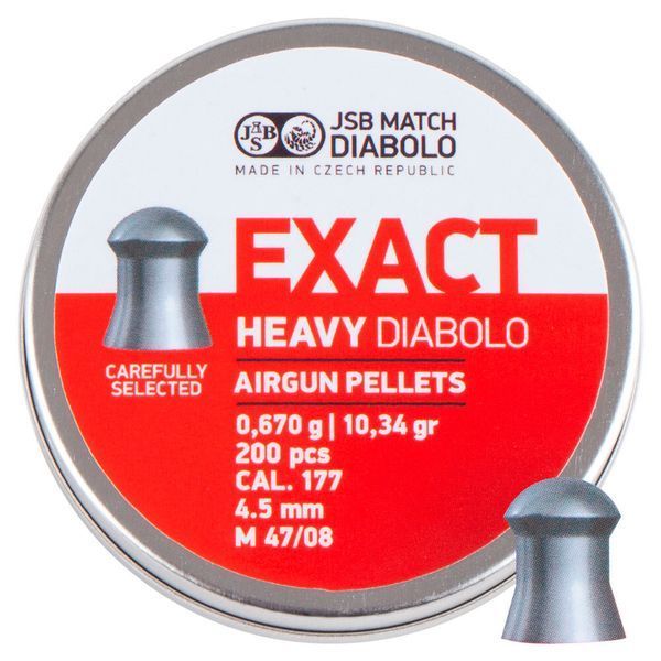 Пули для пневматики JSB Diabolo Exact Heavy 200шт, 0,67g, 4,5mm 6751 фото Пули для пневматики JSB Diabolo Exact Heavy 200шт, 0,67g, 4,5mm 6751 фото