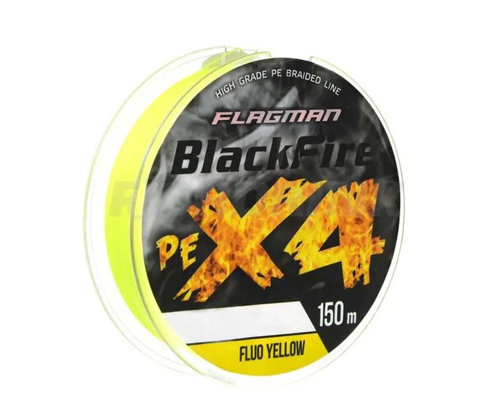 Шнур Flagman Blackfire PE X-4 Fluo Yellow 0,16mm 150m 15248 фото