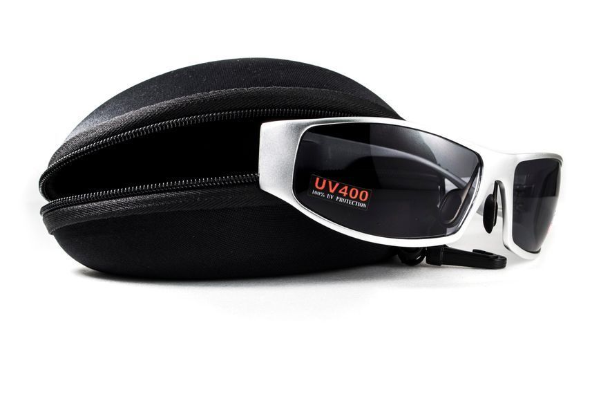 Окуляри захисні Global Vision BAD-ASS-1 Silver (gray) чорні в металевій оправі 1БЕД1-СМ20 фото