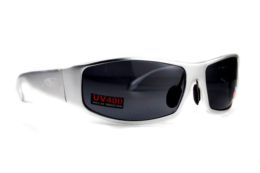 Окуляри захисні Global Vision BAD-ASS-1 Silver (gray) чорні в металевій оправі 1БЕД1-СМ20 фото