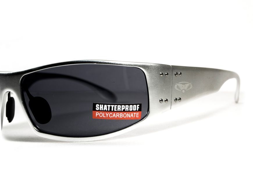 Очки защитные открытые Global Vision Bad-Ass-2 Silver (gray), серые серебристой металлической оправе 1БЕД2-СМ20 фото