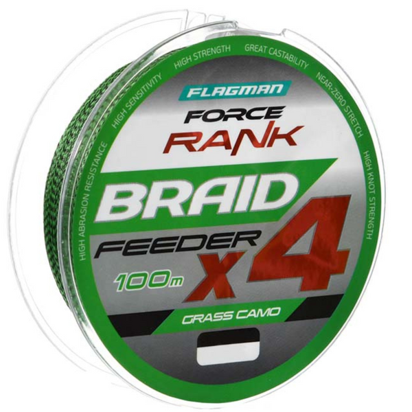 Шнур Flagman Force Rank Feeder Braid Х4 Grass Camo 100m 0,14mm 76604 фото