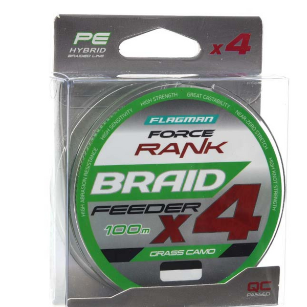 Шнур Flagman Force Rank Feeder Braid Х4 Grass Camo 100m 0,14mm 76604 фото