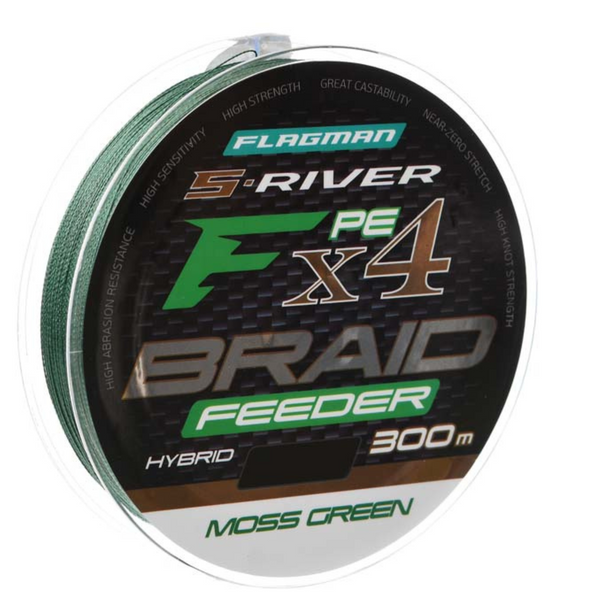 Шнур Flagman S-River PE Braid Hybrid F4 Feeder Moss Green 300m 0,16mm 76599 фото