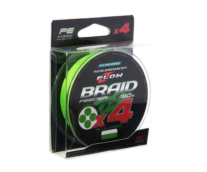 Шнур Flagman Squadron Flow Feeder Braid X4 Fluo Green 150м 0.14мм 108044 фото