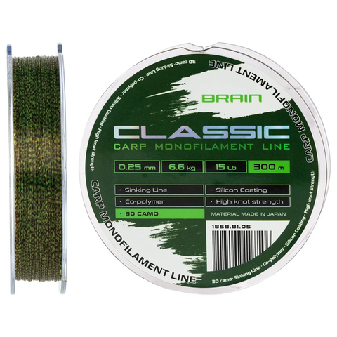 Волосінь Brain Classic Carp Line (3D camo) 300m 0.28mm 18lb 7.9kg 111977 фото