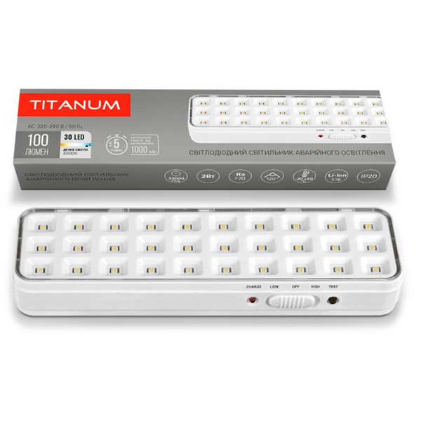 Світильник LED аварійний Titanum 30 LED 6500K 230V TL-EM1106 15847 фото