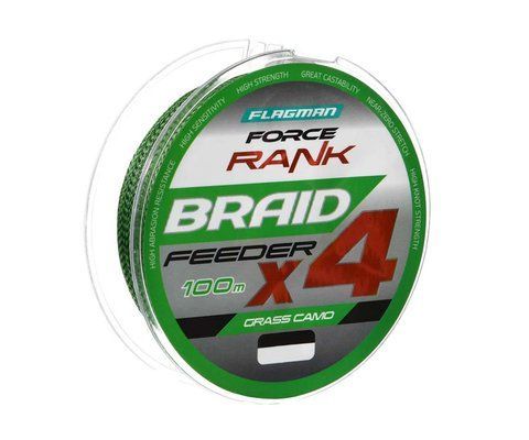 Шнур Flagman Force Rank Feeder Braid Х4 Grass Camo 100m 0,18mm 76041 фото