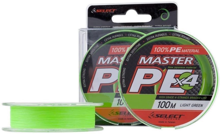 Шнур Select Master PE X4 0.24mm 100m col. Light Green 6807 фото Шнур Select Master PE X4 0.24mm 100m col. Light Green 6807 фото