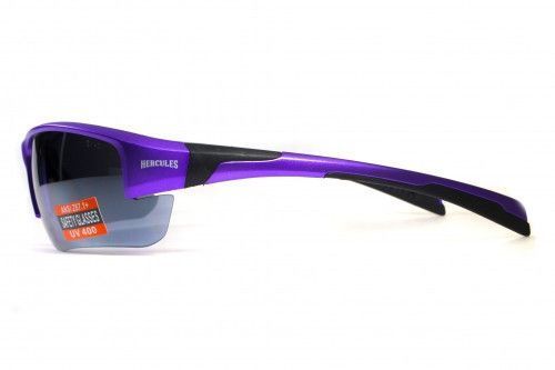 Окуляри захисні Global Vision Hercules-7 Purple (silver mirror) дзеркальні чорні у фіолетовій оправі 1ГЕР7-Ф70 фото Окуляри захисні Global Vision Hercules-7 Purple (silver mirror) дзеркальні чорні у фіолетовій оправі 1ГЕР7-Ф70 фото