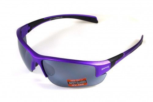 Окуляри захисні Global Vision Hercules-7 Purple (silver mirror) дзеркальні чорні у фіолетовій оправі 1ГЕР7-Ф70 фото Окуляри захисні Global Vision Hercules-7 Purple (silver mirror) дзеркальні чорні у фіолетовій оправі 1ГЕР7-Ф70 фото