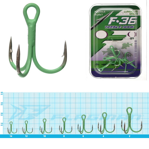 Крючок тройной Flagman F36 Luminous Green UV №8 104733 фото