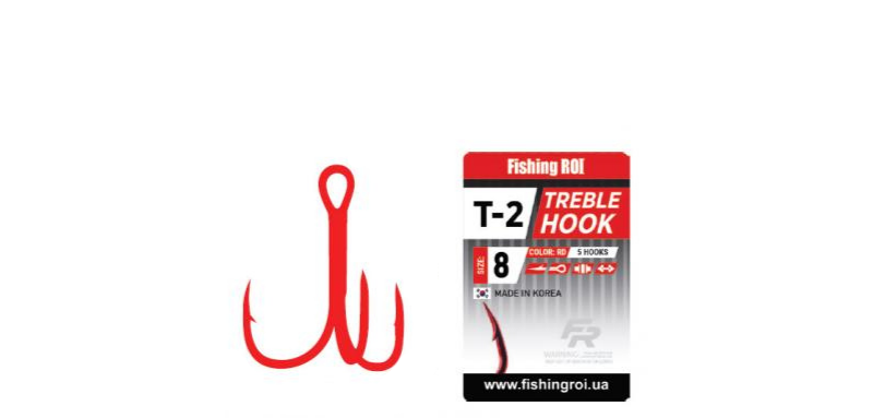 Крючок тройной Fishing ROI Treble Hook T-2 Red №6 7510 фото