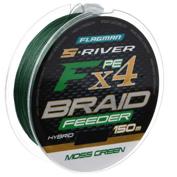 Шнур Flagman S-River PE Braid Hybrid F4 Feeder Moss Green 150m 0,14mm 76606 фото