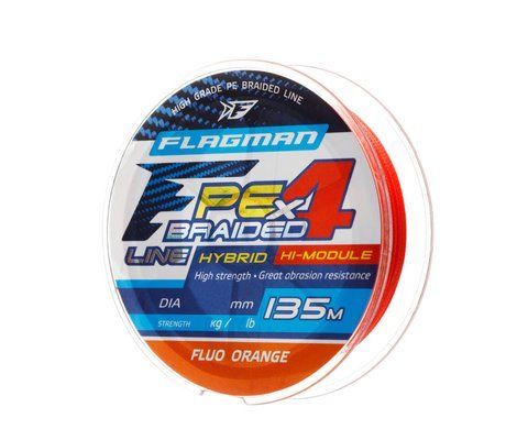 Шнур Flagman PE Hybrid F4 FluoOrange 0,12mm 135m 13685 фото