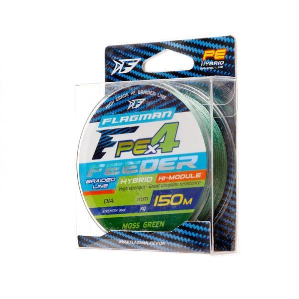 Шнур Flagman PE Hybrid F4 Feeder MossGreen 150m 0,14mm 9448 фото