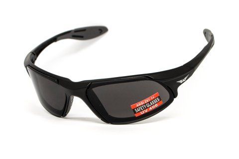 Очки защитные открытые Global Vision Code-8 (gray), серые в чёрной матовой оправе 1КОД8-20 фото