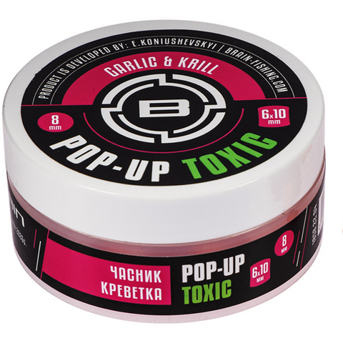 Бойли Brain Toxic Pop-Up Krill-Garlic Креветка-часник 10mm+8х12mm 34g 103832 фото