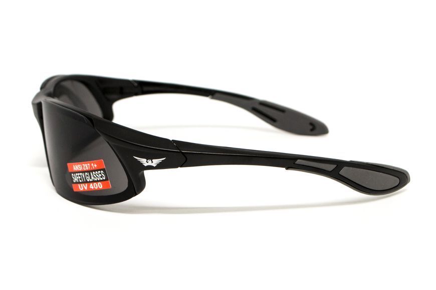 Очки защитные открытые Global Vision Code-8 (gray), серые в чёрной матовой оправе 1КОД8-20 фото