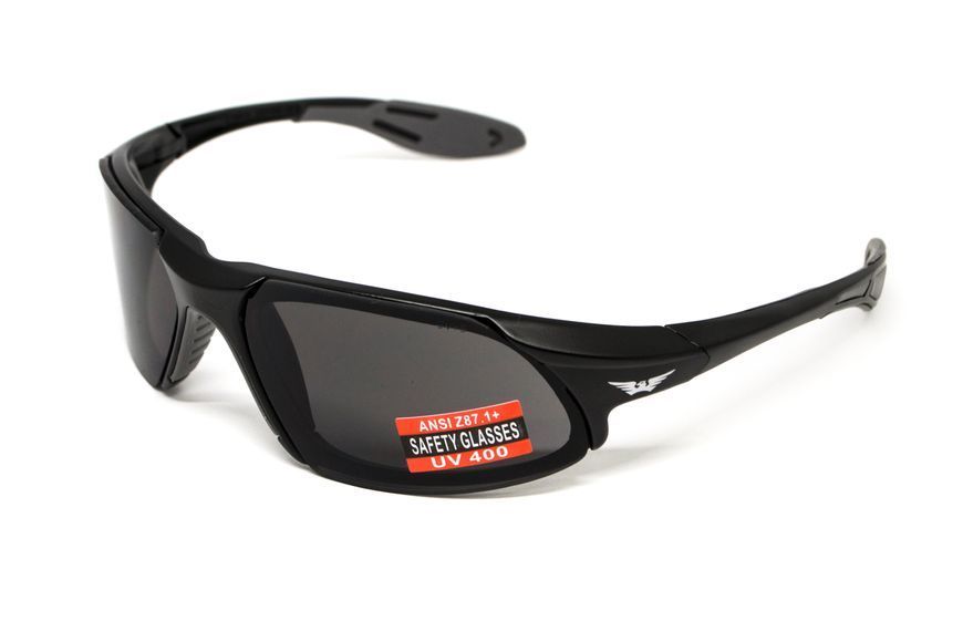 Очки защитные открытые Global Vision Code-8 (gray), серые в чёрной матовой оправе 1КОД8-20 фото