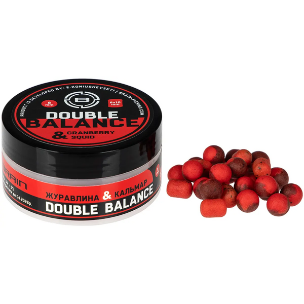 Бойли Brain Double Balance Cranberry&Squid Журавлина+Кальмар 8mm+6х10mm 34g 104564 фото