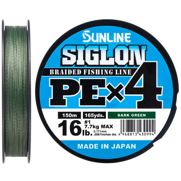 Шнур Sunline Siglon PE x4 150m 0.108mm 2.9kg col. Dark-Green 103816 фото