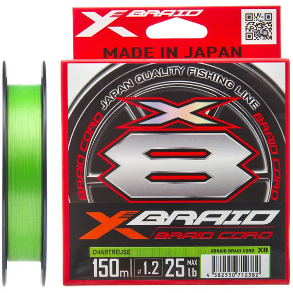 Шнур YGK X-Braid Braid Cord X8 150m 0.185mm 25lb\11.2kg col. Light Green 105286 фото