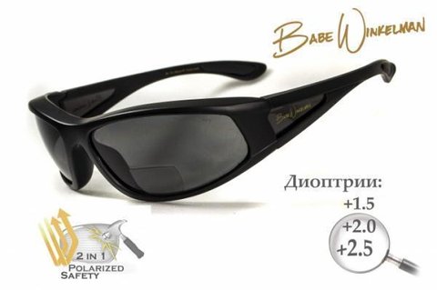 Окуляри біфокальні поляризаційні (захисні) BluWater Winkelman-2 polarized (+2.0 bifocal), (gray) чорні 4ВИН2БИФ-Д2.0 фото