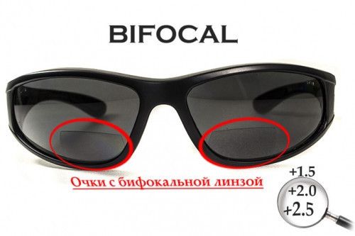 Окуляри біфокальні поляризаційні (захисні) BluWater Winkelman-2 polarized (+2.0 bifocal), (gray) чорні 4ВИН2БИФ-Д2.0 фото