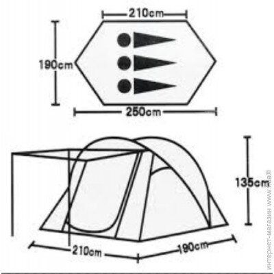Туристическая 3-х местная палатка Lanyu 1709 (210+190)х250х135 11571 фото