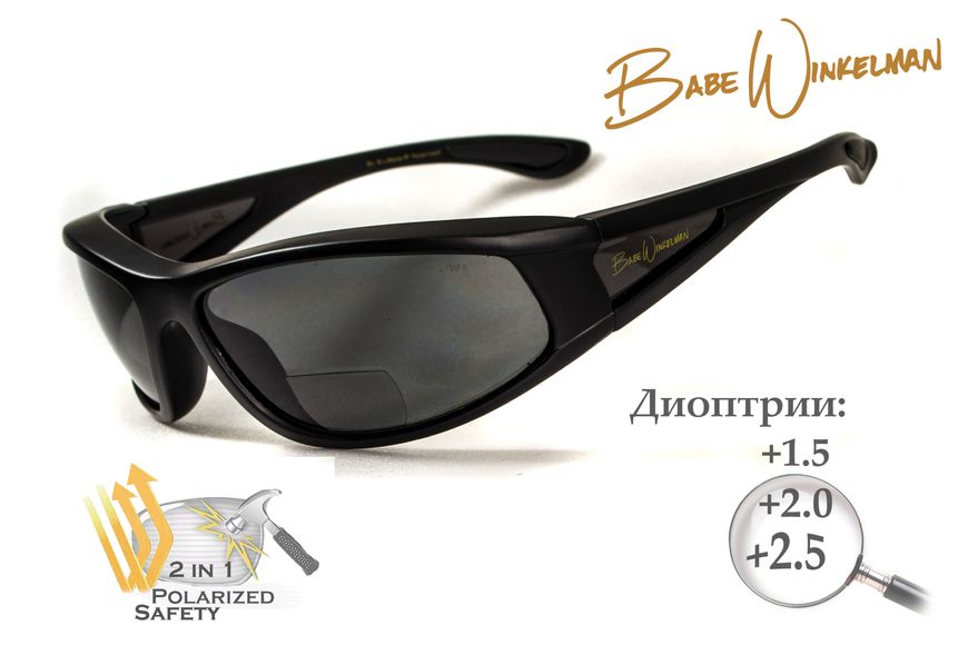 Окуляри біфокальні поляризаційні (захисні) BluWater Winkelman-2 polarized (+2.5 bifocal), (gray) чорні 4ВИН2БИФ-Д2.5 фото