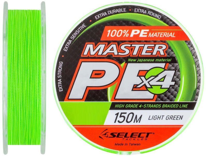 Шнур Select Master PE x4 0,06мм 150m col. Light Green 10682 фото Шнур Select Master PE x4 0,06мм 150m col. Light Green 10682 фото