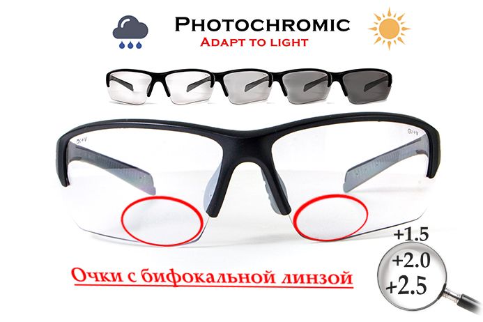 Окуляри біфокальні фотохромні (захисні) Global Vision Hercules-7 Bifocal (+2.0) photochromic (clear), фотохромні прозорі 1HERC724-BIF20 фото