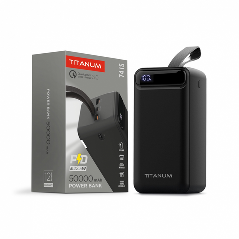 Повербанк 50000mAh Titanum 741S 22.5W Black 30057 фото