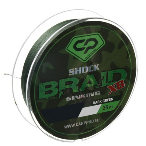 Шок-лідер плетений Carp pro Diamond PE 8x Green 25lb 25m 15395 фото