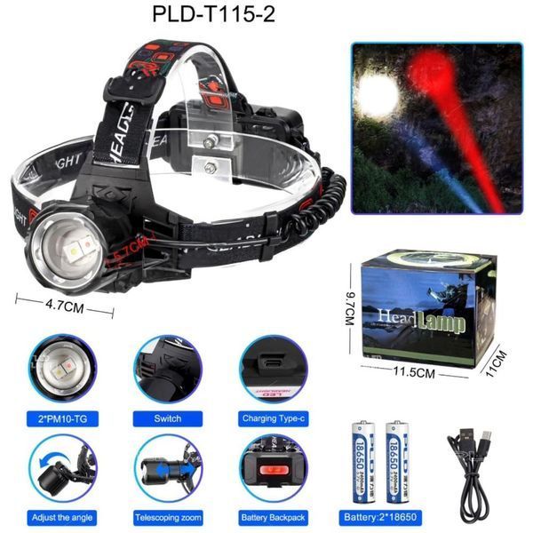 Фонарь налобный PLD-T115-2PM10-TG(white+red) 105760 фото Фонарь налобный PLD-T115-2PM10-TG(white+red) 105760 фото