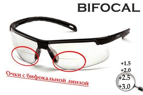Бифокальные защитные очки Pyramex Ever-Lite Bifocal (+3.0) (clear), прозрачные 2ЕВЕРБИФ-10Б30 фото