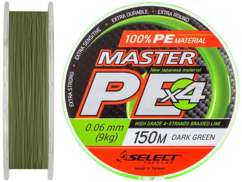 Шнур Select Master PE x4 150m 0.20mm col. Dark-Green 76533 фото