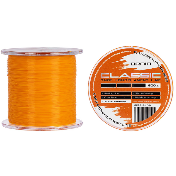 Волосінь Brain Classic Carp Line Solid Orange 600m 0.25mm 6,6kg 104610 фото