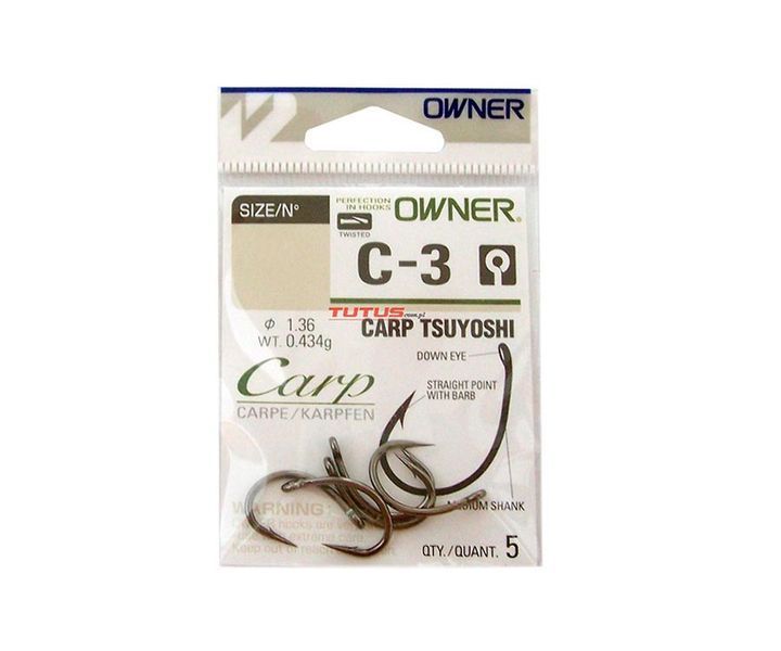 Крючки Owner 50923-08 (C-3) Carp Tsuyoshi №08 Ø0,92 8шт. Black 109412 фото Крючки Owner 50923-08 (C-3) Carp Tsuyoshi №08 Ø0,92 8шт. Black 109412 фото
