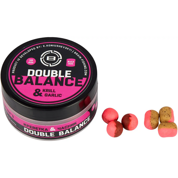 Бойлы Brain Double Balance Krill&Garlik Креветка+Чеснок 10mm+8х12mm 34g 104875 фото Бойлы Brain Double Balance Krill&Garlik Креветка+Чеснок 10mm+8х12mm 34g 104875 фото