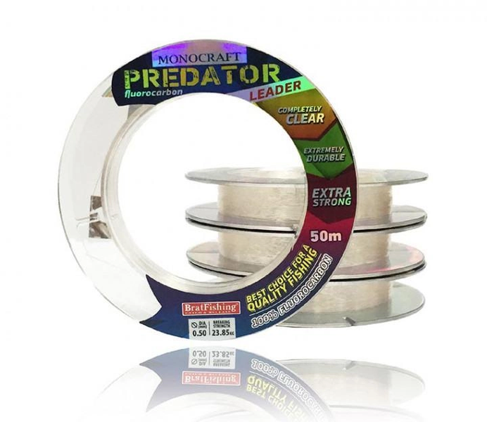 Жилка флюорокарбон Bratfishing Monocraft Predator Leader 0,16mm 50m 2953 фото