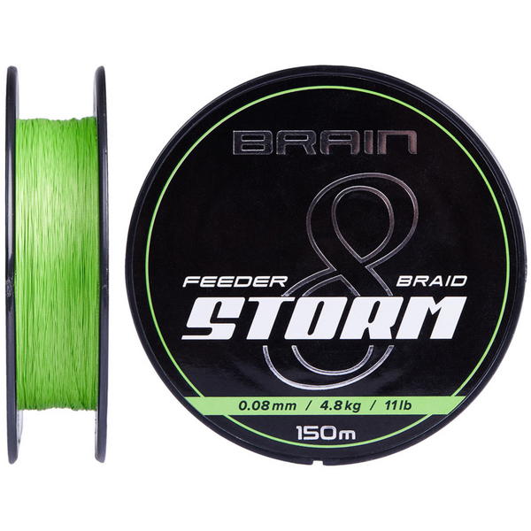 Шнур Brain Storm 8X 150m 0.10mm 5.9kg col. Lime 103793 фото