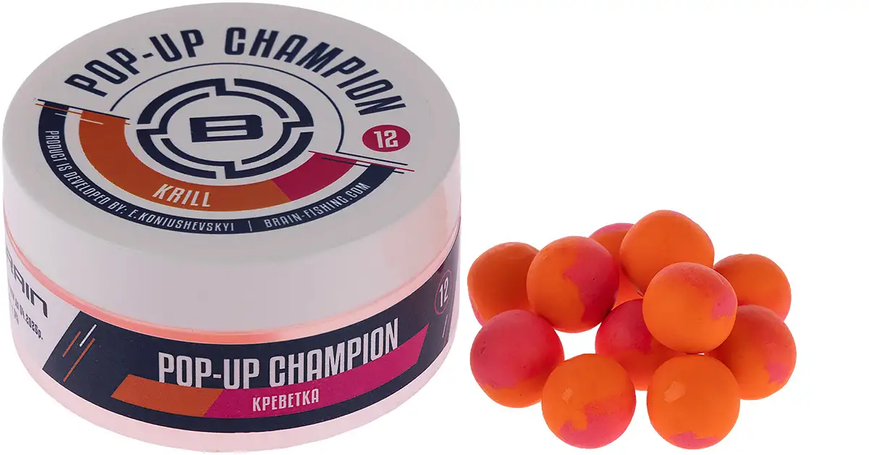 Бойлы Brain Champion Pop-Up Krill (криль) 12mm 34g 76424 фото Бойлы Brain Champion Pop-Up Krill (криль) 12mm 34g 76424 фото