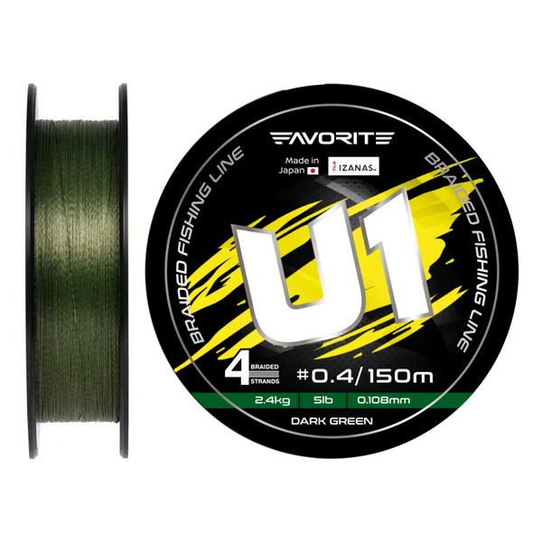Шнур Favorite U1 PE 4x 150m #0.8/0.153mm Dark green 108087 фото Шнур Favorite U1 PE 4x 150m #0.8/0.153mm Dark green 108087 фото